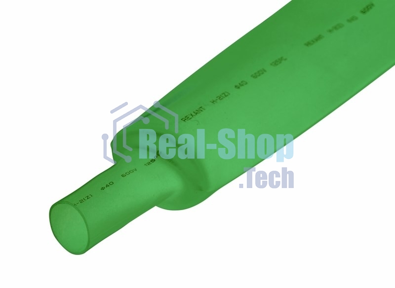 Термоусаживаемая трубка Rexant 40,0/20,0 мм, зеленая, упаковка 10 шт. по 1 м