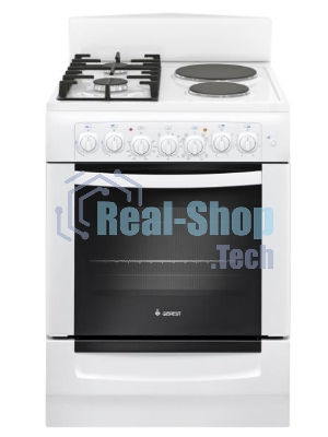 Плита комбинированная Gefest ПГЭ 6112-02 0112 белый, конфорок 2 газовых и 2 электрических, духовка 55 л, 60 см x 85 см x 60 см