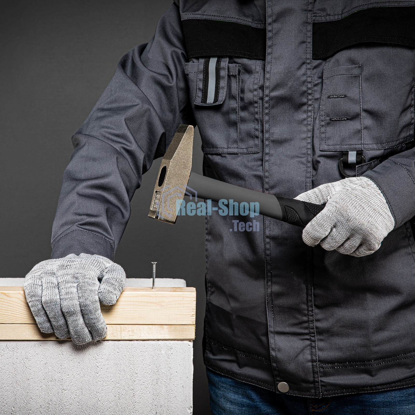 Перчатки трикотажные, с ПВХ точкой, серый меланж, 10 класс Россия