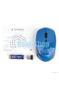 Мышь беспроводная Gembird MUSW-250-2 синий, 1600 dpi, радиоканал, USB, кнопки - 4