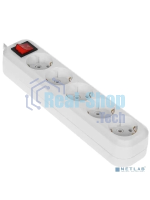 Сетевой фильтр 5bites SP5W-318 5S, 3x1.5мм2, 16A, ABS, 1.8M, белый