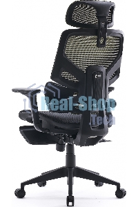 Кресло офисное Cactus CS-CHR-MC01-LGNBK салатовый, сиденье черный, сетка/ткань, с подголов. крестов. пластик, подст. для ног