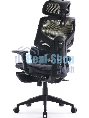 Кресло Cactus CS-CHR-MC01-LGNBK салатовый, сетка, подголовник, подставка для ног