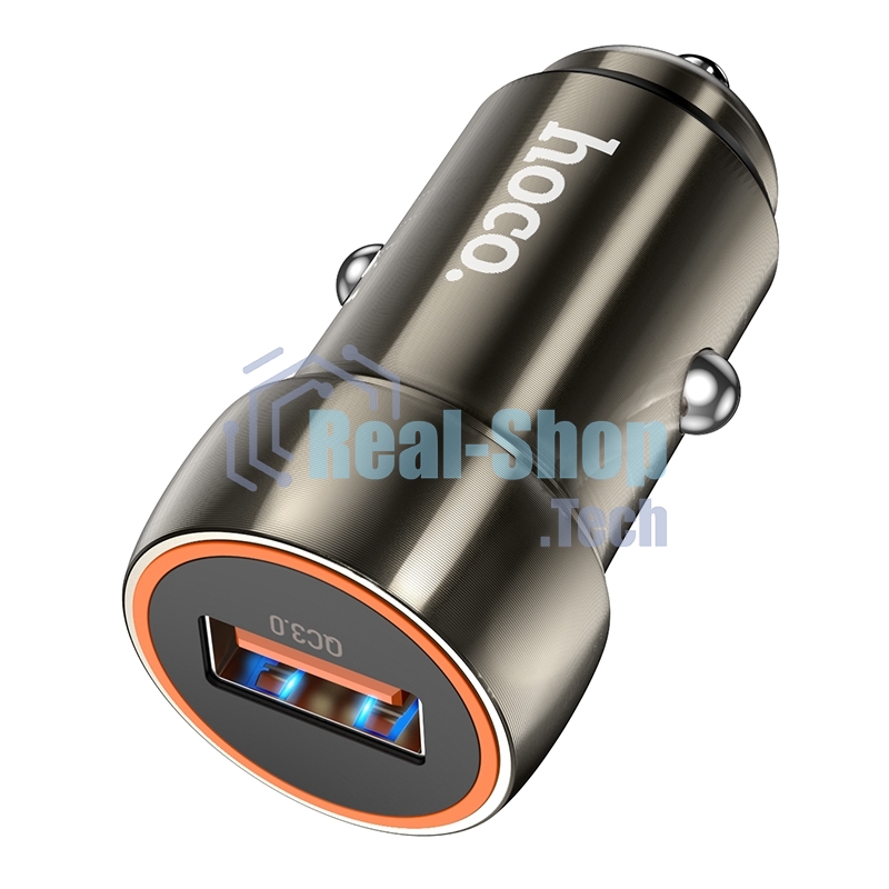 Автомобильное зарядное устройство Hoco Z46, 18Вт, USB, металлический серый, коробка