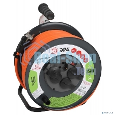 Удлинитель силовой ЭРА RMx-4es-3x2.5-40m-IP44 на металлической катушке с заземлением с выключателем 4 розетки 40 м ПВС