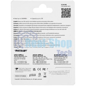 Накопитель SSD Patriot P320 2ТБ, M.2 2280, NVMe, R/W 3000MB/2200Mb/s