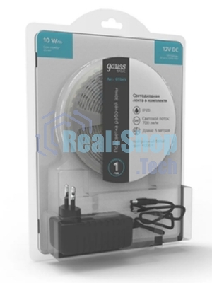 Лента светодиодная Basic Gauss 12V 10W/m 700lm/m 4000K IP20 LED 5m 1/100