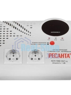 Стабилизаторы напряжения Ресанта АСН-1 000 Н2/1-Ц 63/6/13 Стабилизатор 2 роз, 220В±8%, Габариты 260х200х110, Вес 3,7кг