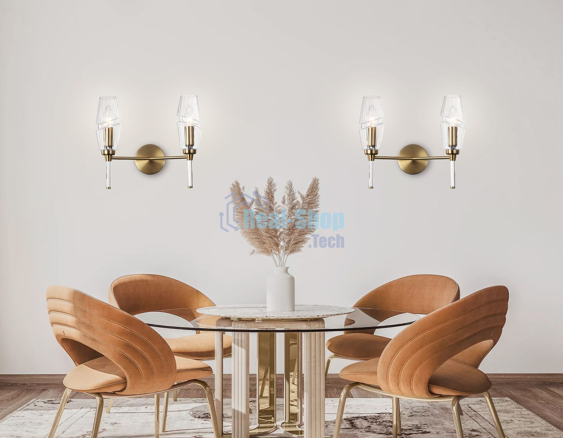 Настенный светильник Ambrella light LH55206/2 BS/CL латунь/прозрачный E14*2 max 40W 330*170*280