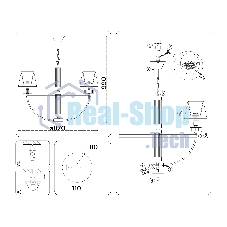 Люстра Ambrella light LH71253/8 BS/WH латунь/белый E14/8 max 40W D870*990