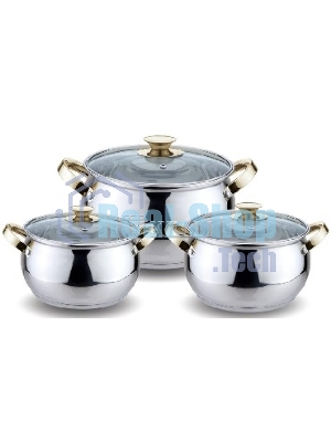 Набор посуды Kelli KL-4206 6 пред.(Кастрюля с жаропрочной стекл. крышкой 2.1 л. Кастрюля с жаропрочной стекл. крышкой 3 л. Кастрюля с жаропрочной стекл. крышкой 4 л. Высококачественная нерж. сталь 18/10. 5-ти слойное капсульное дно.)