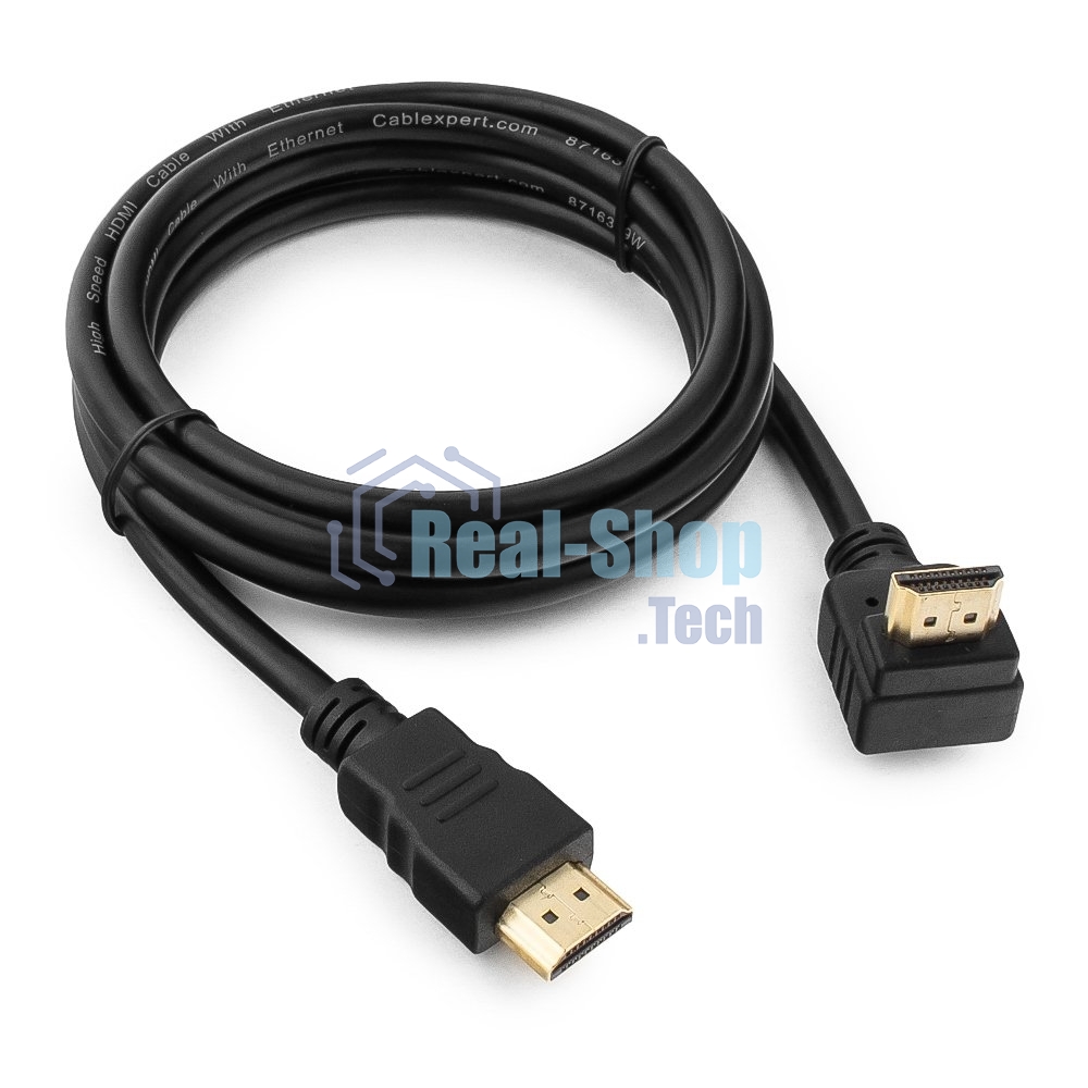 Кабель Cablexpert HDMI CC-HDMI490-6, 19M/19M, v2.0, медь, позол.разъемы, экран, угловой, 1.8м, черный, пакет