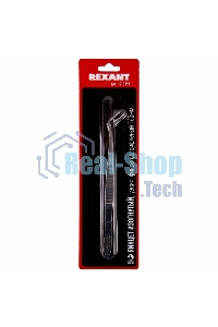 Пинцет изогнутый Rexant узкий, фиксатор, рифленый 160 мм