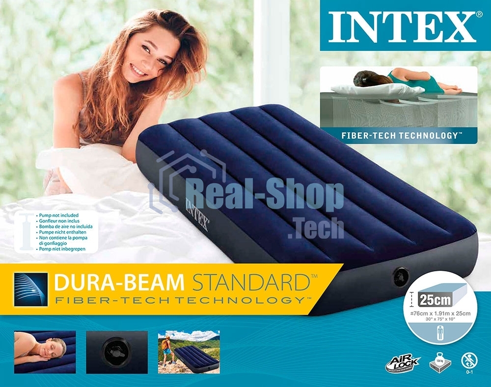 Кровать надувная Junior Classic Downy 76х191х25см FB (64756) INTEX 6941057412436