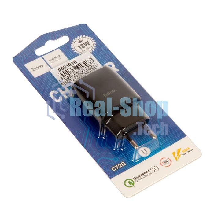Сетевое зарядное устройство QC 3.0/ HOCO HC-32507 C72Q/ 1 USB/ Выход: 5V_9V_12V, 18W, черный
