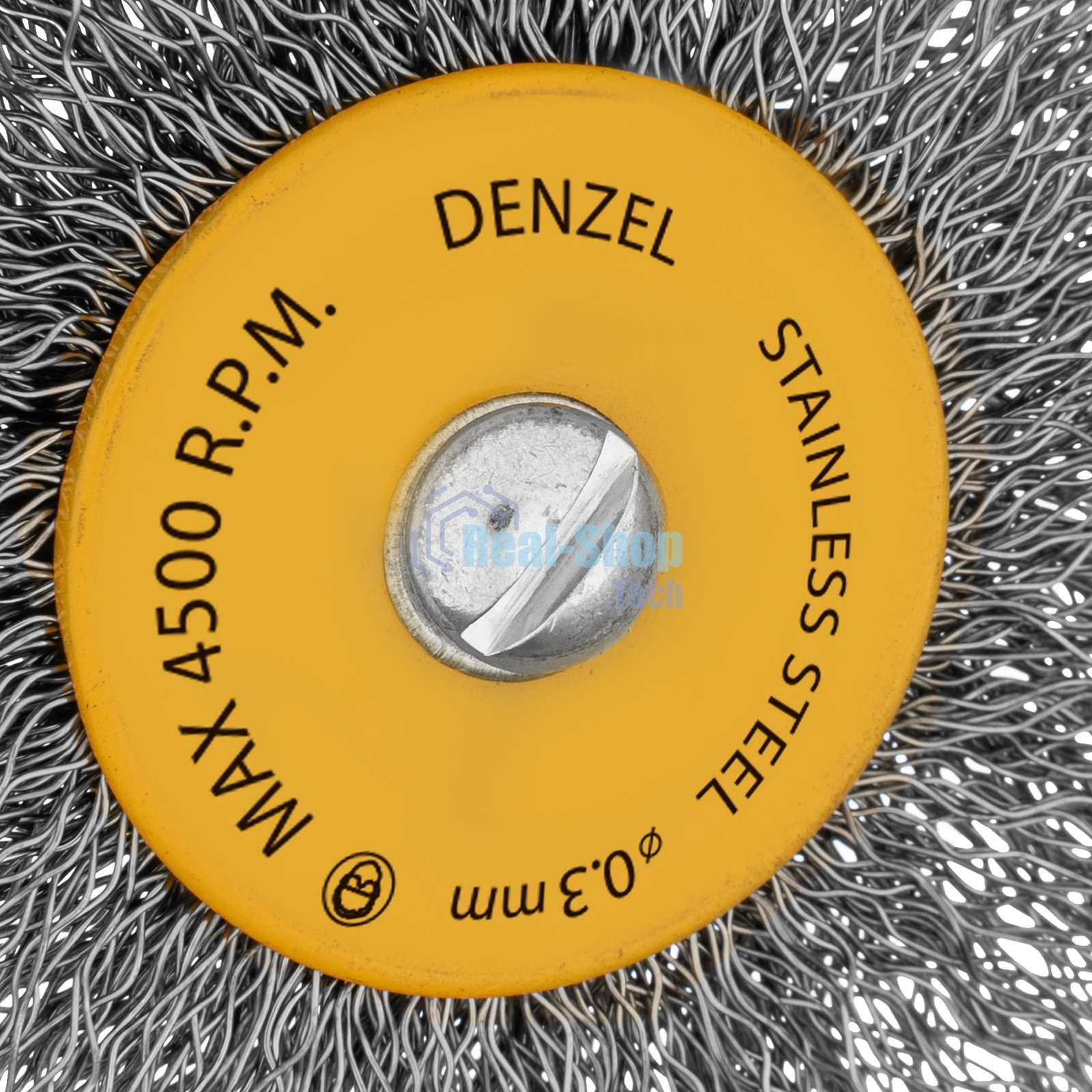 Набор щеток для дрели Denzel 5 Плоских 25-38-50-63-75 мм, шпилька, нерж. вит. проволока