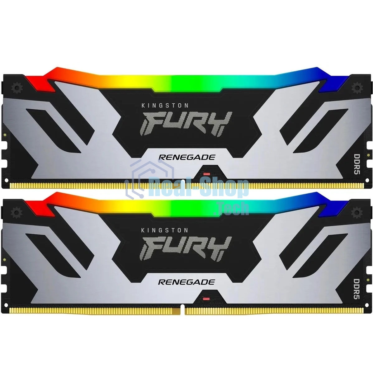 Оперативная память Kingston Fury Renegade, DDR5, 96Gb (2x48Gb), 6400MHz, CL32, DIMM, с радиатором, RGb, серебристый