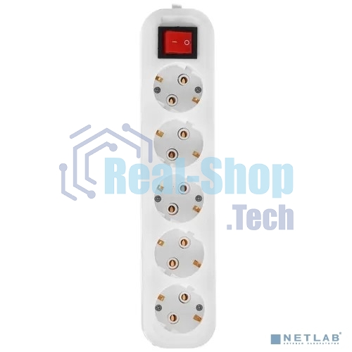 Сетевой фильтр 5bites SP5W-318 5S, 3x1.5мм2, 16A, ABS, 1.8M, белый