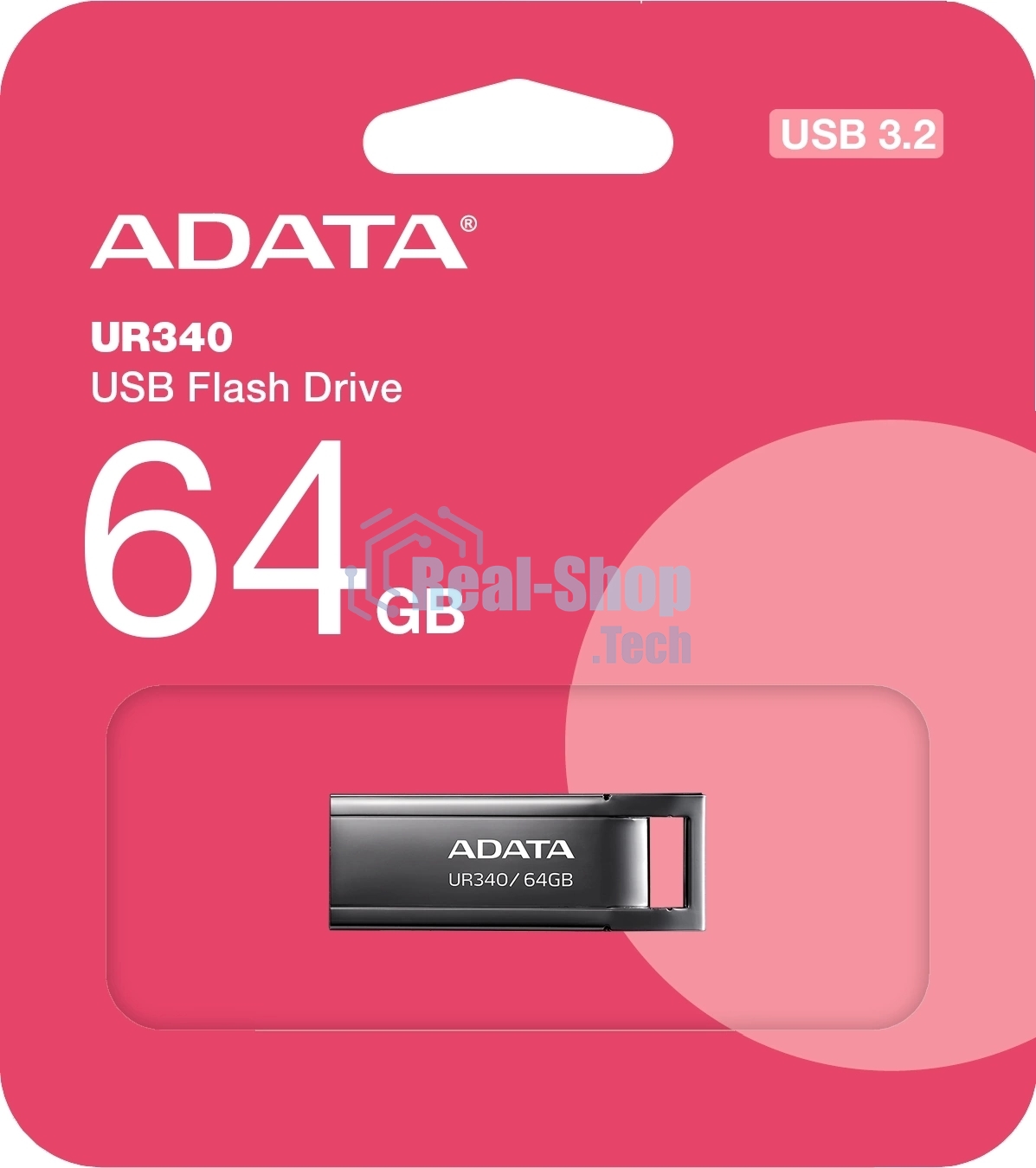 Флешка USB ADATA UR340 (AROY-UR340-64GbK), 64Gb, USB 3.2, R/W 100/30, черный
