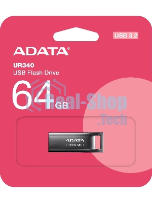 Флешка USB ADATA UR340 (AROY-UR340-64GbK), 64Gb, USB 3.2, R/W 100/30, черный
