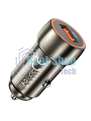 Автомобильное зарядное устройство Hoco Z46, 18Вт, USB, металлический серый, коробка