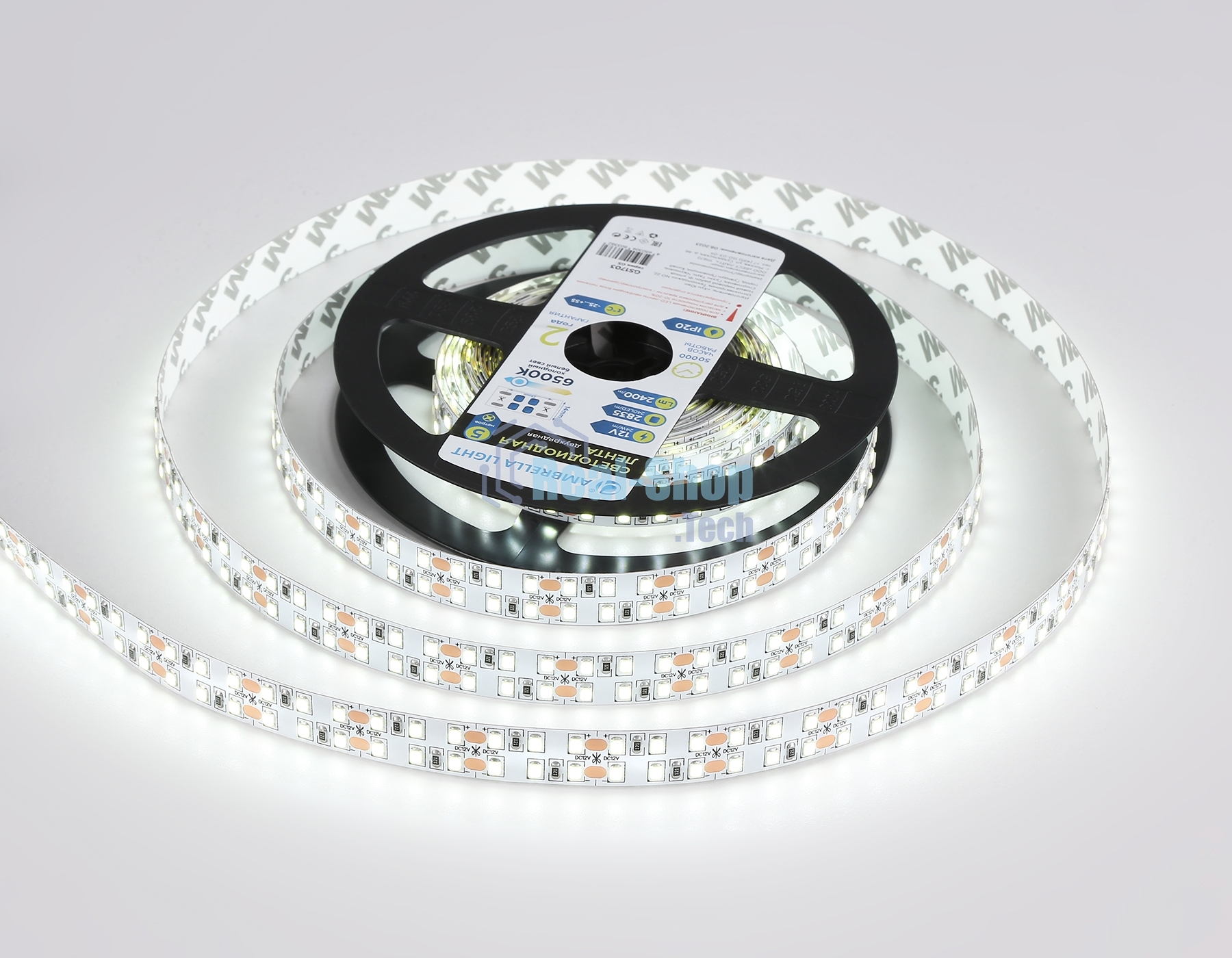 Светодиодная лента Ambrella light GS1703 2835 240Led/ 24W m/ 12V IP20 6500K/ 5000*10*1.2mm (2 конт.)
