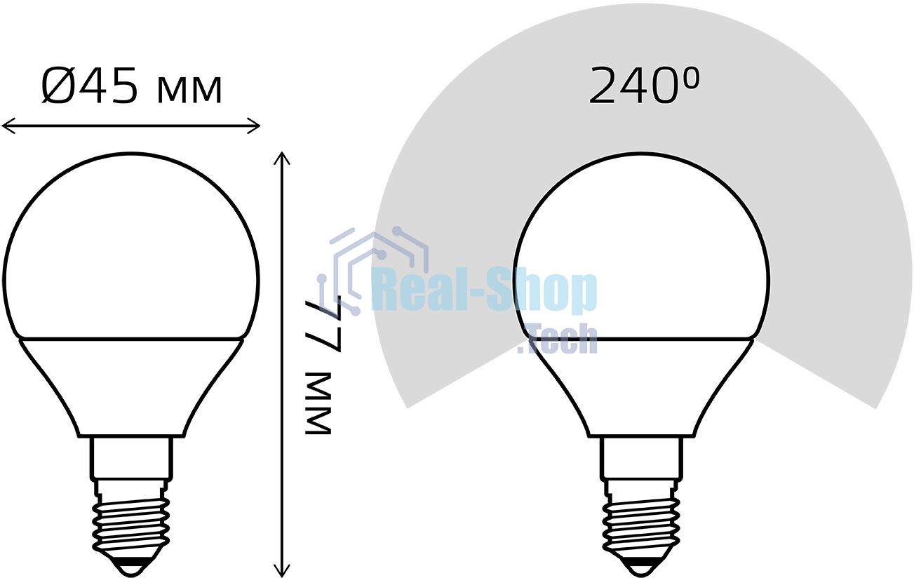 Лампа светодиодная LED Gauss 8Вт E14 220В 2700К Elementary шар 53118