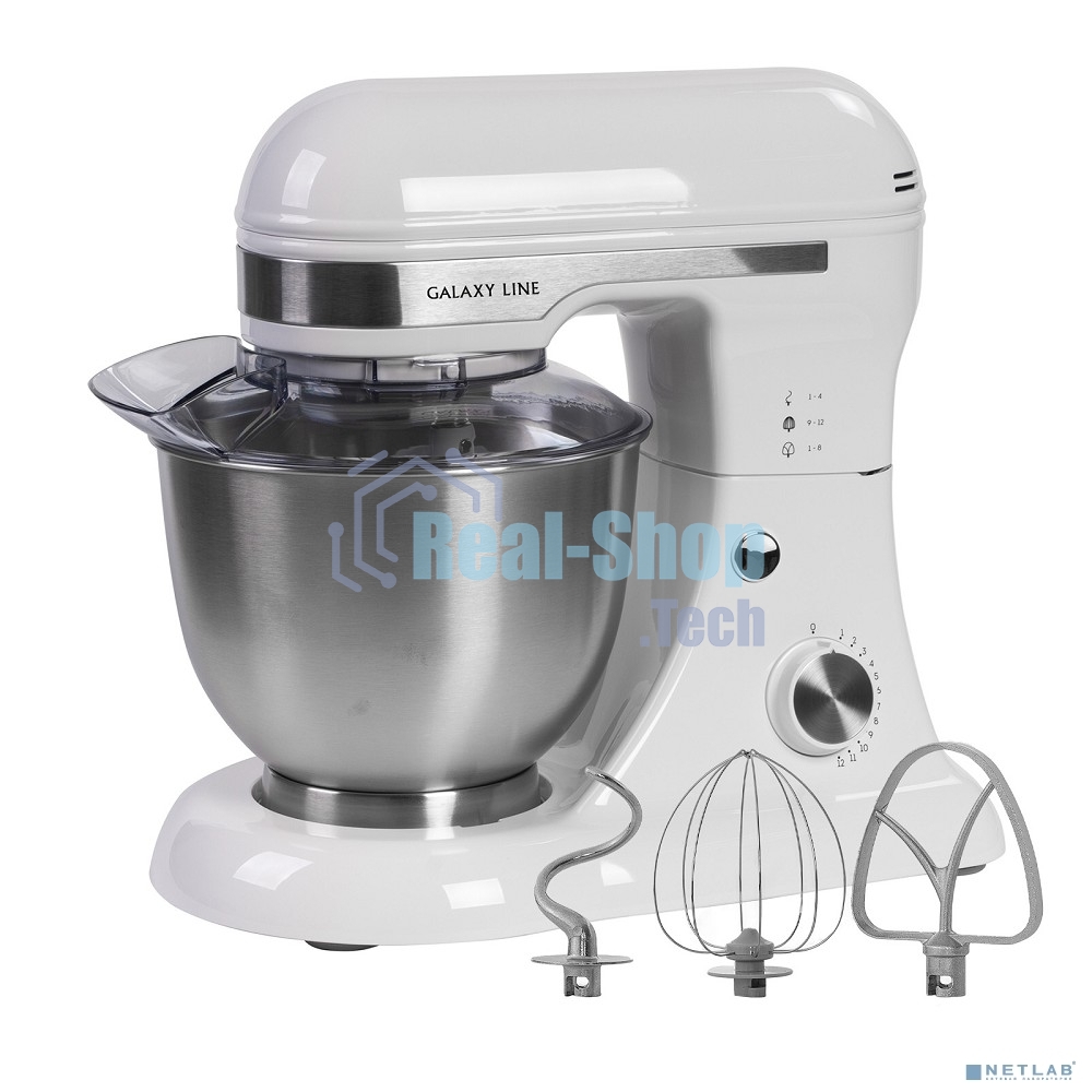 Миксер Galaxy Line GL 2230, белый, планетарный, 700 Вт, 12 скоростей