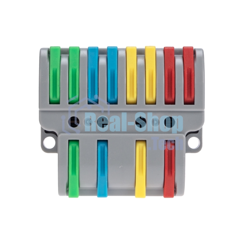 Клемма Rexant СМК 4х2 проходная разветвительная 4 полюса, с монтажной площадкой (1 ввод, 2 вывода на полюс) (20 шт/уп)