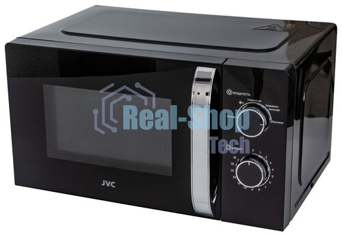 Микроволновая печь JVC JK-MW146M черный/серебристый, 20 л, 700 Вт, переключатели - поворотный механизм