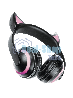 Беспроводные/проводные наушники Qumo Party Cat BT 0024 черный, накладные, Bluetooth + проводной, кошачьи ушки, до 7 ч
