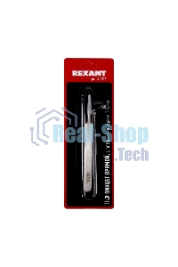 Пинцет прямой с острыми кончиками Rexant 125 мм (блистер)