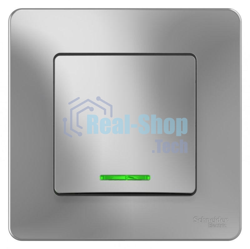 Выключатель 1-кл. СП Blanca (сх.1) 10А 250 В с подсветкой алюм. SchE BLNVS010113