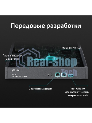 Контроллер TP-Link Omada hardware Controller OC300, 2 gigabit ethernet ports, 1 USB 3.0 port, managed up to 500 Omada Access Points/Switch/Gateway, support batch configuration, firmware upgradation, intelligent network monitoring and captive portal, easy management via Omada APP/Web UI/Cloud access.