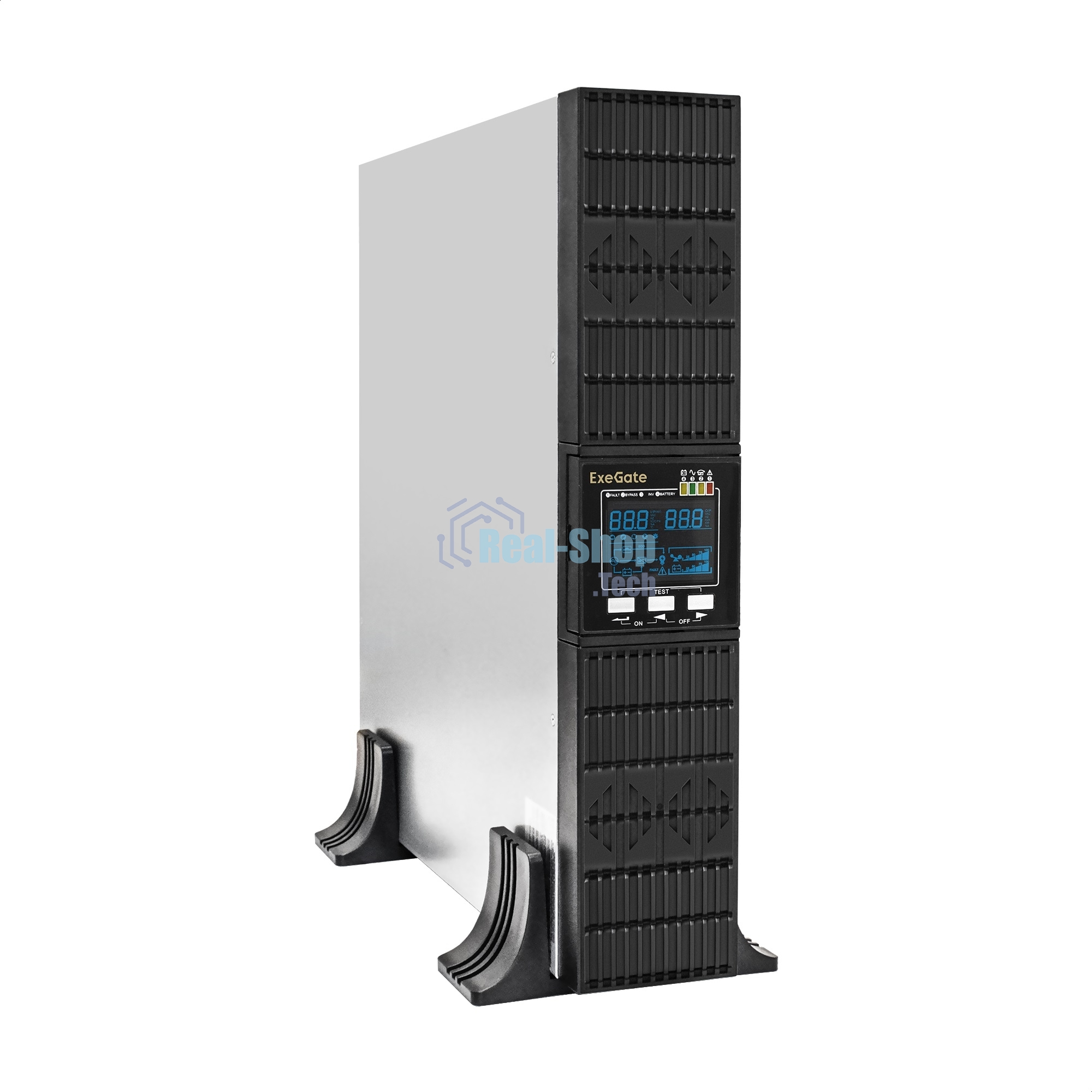 Источник бесперебойного питания On-line ExeGate PowerExpert ULS-2000.LCD.AVR.6C13.USB.RS232.SNMP.BC.2U 2000VA/2000W, On-Line, PF=1, LCD, 6*C13, RS232, USB, SNMP-slot, встроенные батареи 12V 7.2Ah - 6шт, батарейный коннектор, подключение до 4 внешних батарейных блоков 72В, Rackmount 2U/Tower, металлический корпус, черный