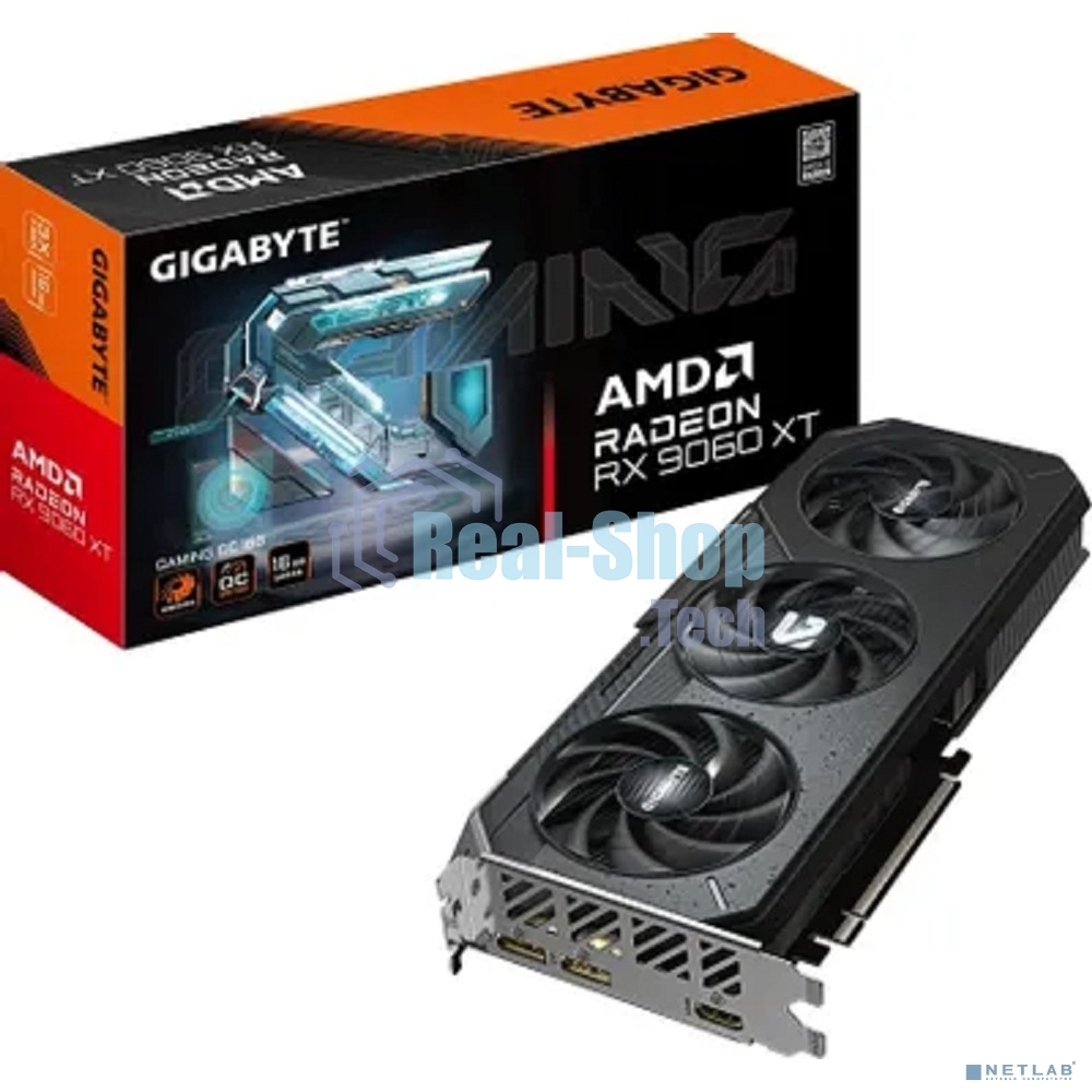 Видеокарта Gigabyte PCI-E 5.0 GV-R9060XTGAMING OC-16GD 1.0 AMD Radeon RX 9060XT 16Gb 128bit GDDR6 2210/20000 HDMIx2 DPx2 HDCP Ret