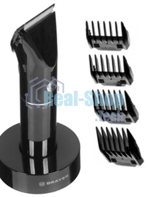 Машинка для стрижки BRAYER BR3400, LED-дисплей, 4 насад, турбо, титан. покр, регу. высоты лезвий