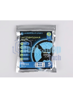 Светодиодная лента Ambrella light GS1703 2835 240Led/ 24W m/ 12V IP20 6500K/ 5000*10*1.2mm (2 конт.)