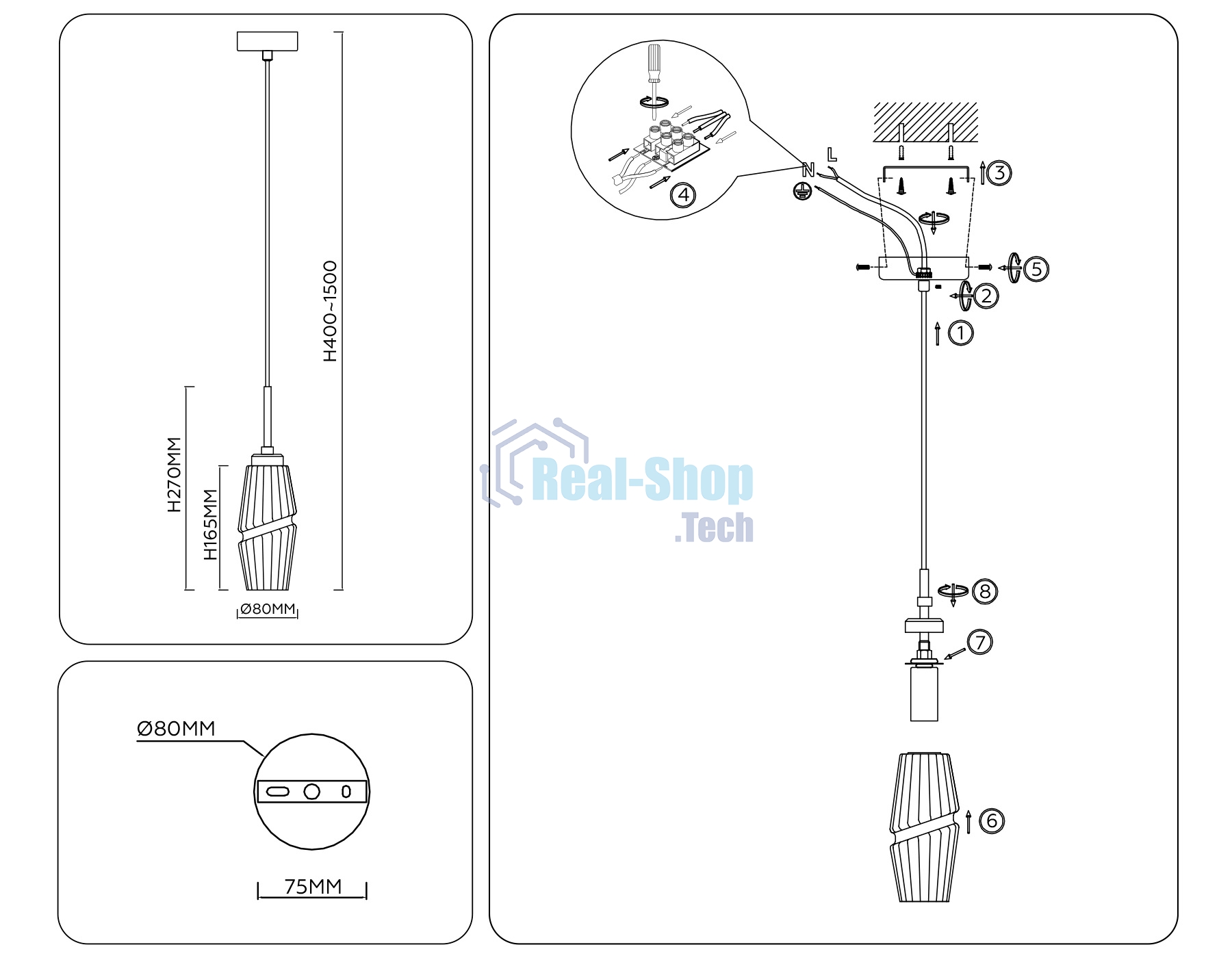 Светильник Ambrella light LH55208 BS/CL латунь/прозрачный E14 max 40W D80*270