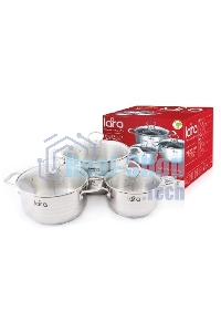 Набор кастрюль Lara LR02-80 Standart (1.8 л + 3.1 л + 5.7 л) капсулированное индукционное дно, крышки