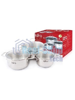 Набор кастрюль Lara LR02-80 Standart (1.8 л + 3.1 л + 5.7 л) капсулированное индукционное дно, крышки