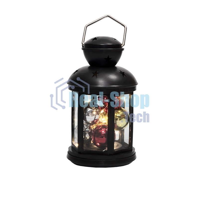 Декоративный фонарь Neon-night с шариками 12х12х20,6 см, черный корпус, теплый белый цвет свечения