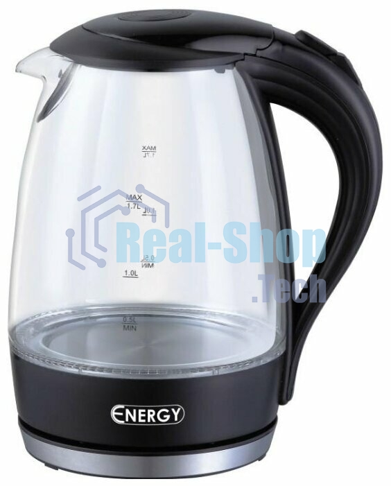 Электрочайник Energy E-262 черный, 1.7 л, 2200 Вт, скрытый нагревательный элемент