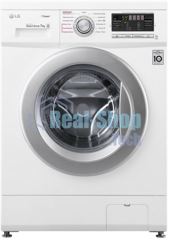Стиральная машина LG F1296HDS1 белый, загрузка фронтальная 7 кг, 1200 об/мин., класс: А