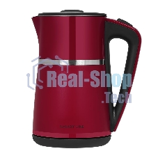 Чайник электрический Galaxy Line GL 0339, красный, пластик, 2200 Вт, 1,7 л