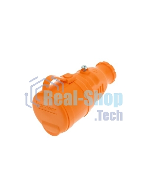 Розетка (колодка) Rexant влагозащищенная с крышкой 4 гнезда COMPACT, с/з, 16А, IP54, каучук, оранжевый