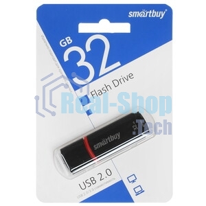 Флешка USB Smartbuy Crown black (SB32GbCRW-K), 32Gb, USB 2.0, R/W 15/5, черный/красный