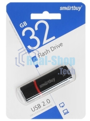 Флешка USB Smartbuy Crown black (SB32GbCRW-K), 32Gb, USB 2.0, R/W 15/5, черный/красный