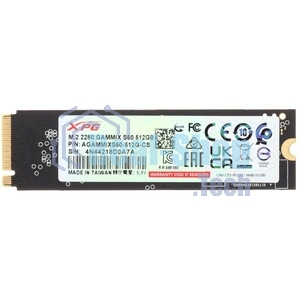 Накопитель SSD ADATA XPG GAMMIX S60, 512Gb, PCIe 4.0 x4, M.2 2280, NVMe, R/W 4700/1700, с радиатором