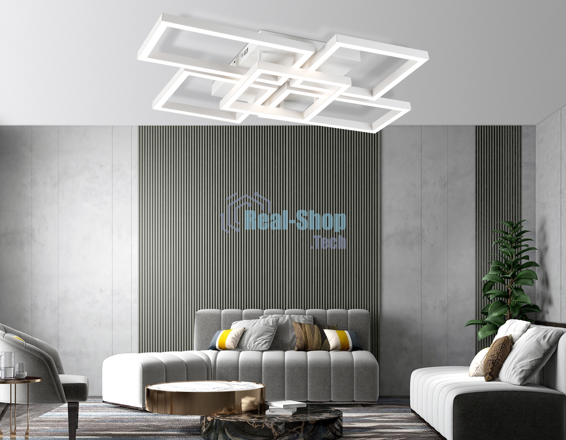 Потолочный светодиодный светильник Ambrella light FA1011/4+1 WH белый 90W 3000K-6400K 710*490*95 (ПДУ ИК)